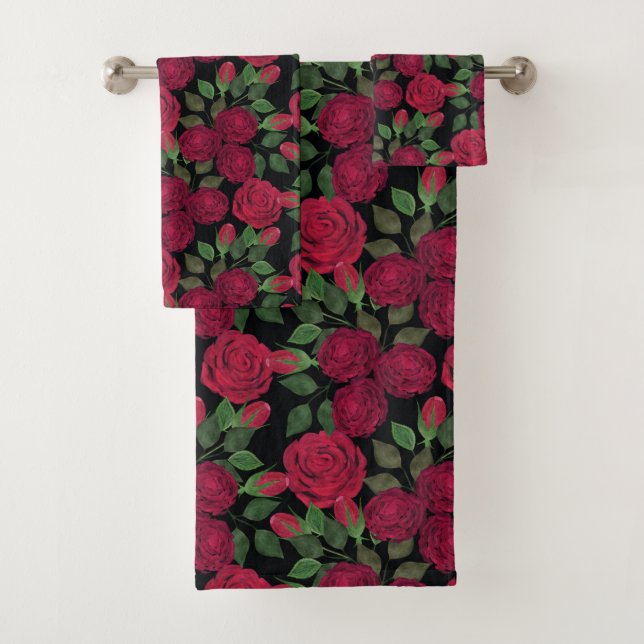 Roses rouges sur noir. (En situation)