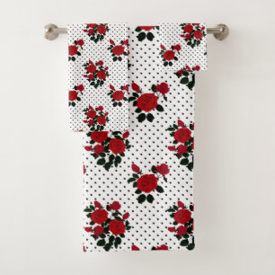 Roses rouges sur un arrière - plan à pois de polka