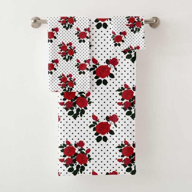 Roses rouges sur un arrière - plan à pois de polka (En situation)