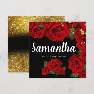 Roses rouges turcs vous serez ma petite amie Carte