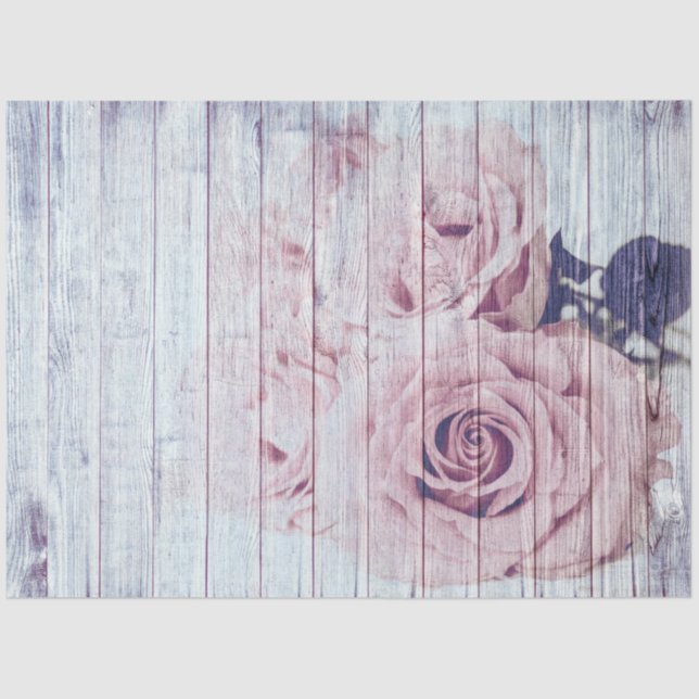 Roses Rustic White Wood Schnitt Tissue Paper Seidenpapier (Vorderseite)