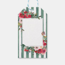 Roses sauvages & Basil Green Stripes Étiquette de 