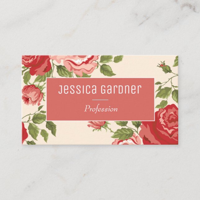 Roses Shabby Chic Elegante Feminine Visitenkarte (Vorderseite)