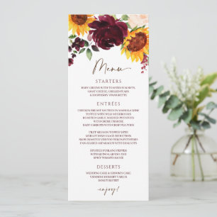 Roses Tournesol Automne Rouge Bourgogne Menu de Ma