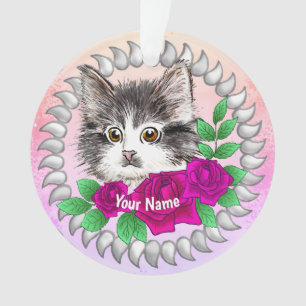 Roses Tuxedo Cat Ornament
