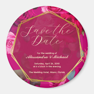 Roses über Viva Magenta | Hochzeitstag speichern Magnet