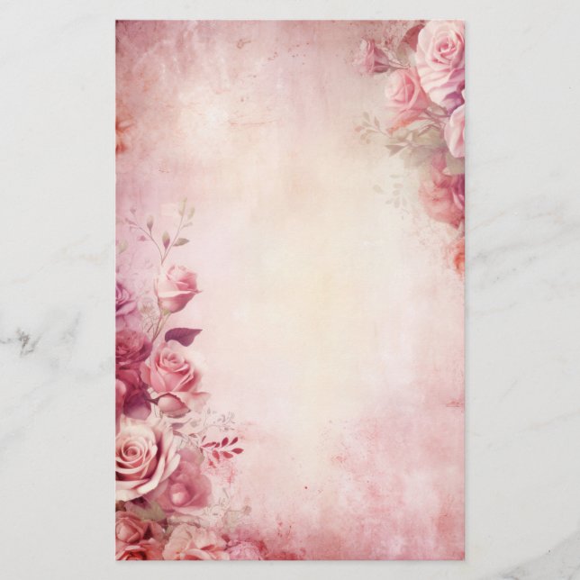 Roses Vintag Blütenpinsel Briefpapier (Vorderseite)