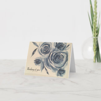 roses vintage bleu aquarelle - carte pliée vierge