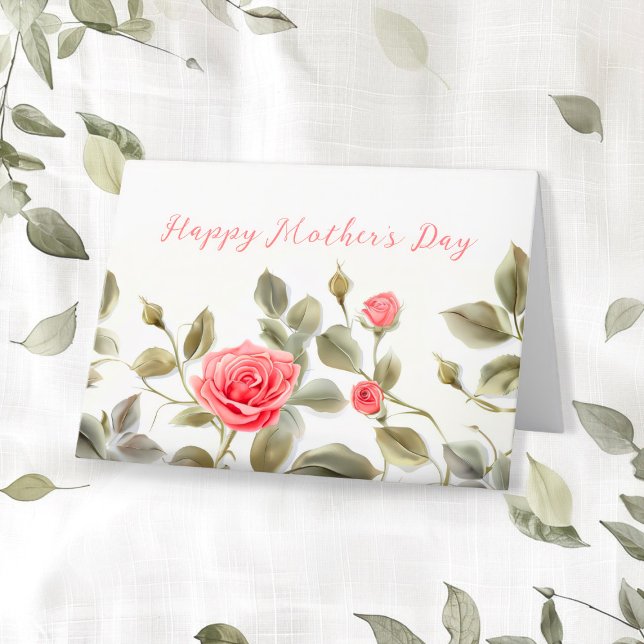Roses Vintage Muttertagskarte Feiertagskarte (Pink Roses Vintage "Happy Mother's Day" folded card.)