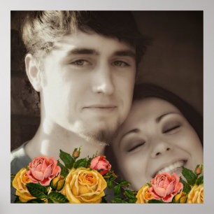 Roses Vintage Votre Photo Poster de Mariage