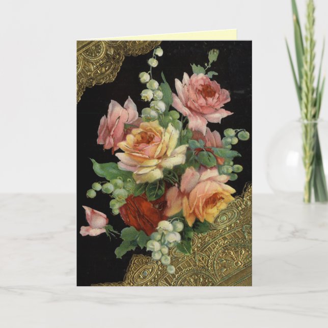 Roses vintages Bonne carte d'anniversaire (Devant)