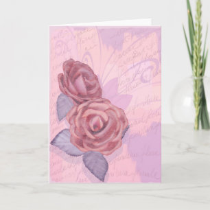 roses vintages, carte de voeux