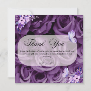 Roses Violettes et Cartes de Remerciement Papillon
