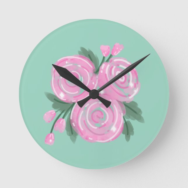 Roses Wall Clock  Runde Wanduhr (Vorderseite)