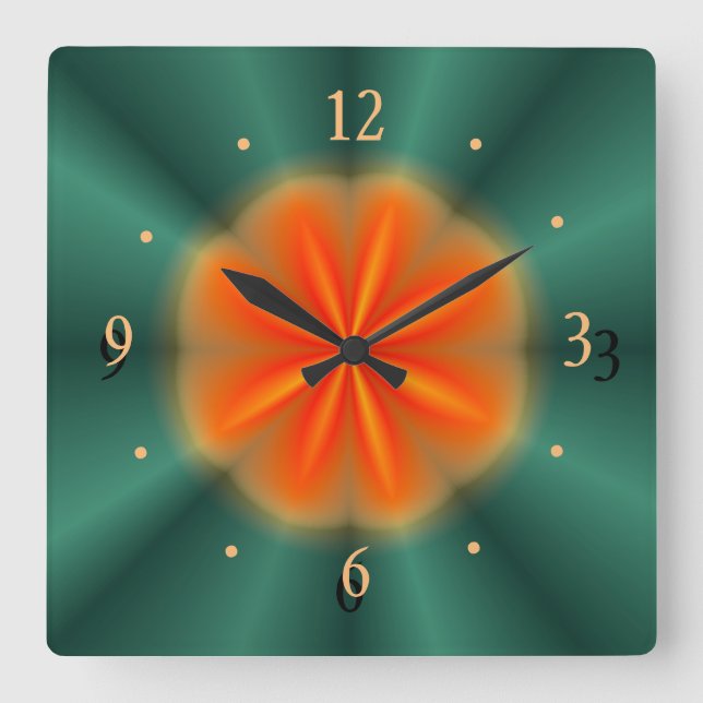 Rosette en rouge/orange avec vert> Horloge de cuis (Recto)