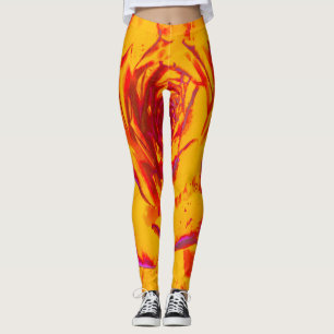 Rosette Herbst Gelb, Orange und Rotes Sedum Leggings