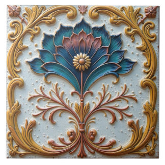 Rosette in Blau und Rosa Fliese