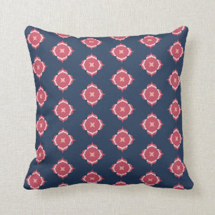 Rosette-Muster für die Blume Navy Blue und Pink Kissen