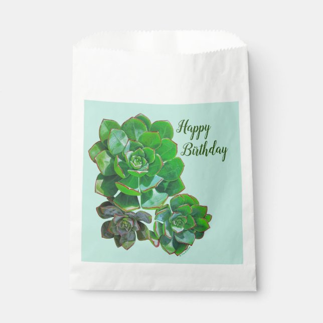 Rosette Succulents bevorzugen Bags Geschenktütchen (Vorderseite)