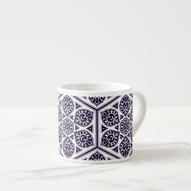Rosettendesign aus osmanischem türkisfarbenem Gesc Espressotasse (Vorderseite Rechts)