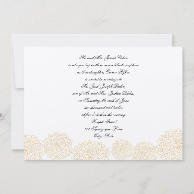 Rosettes Cream Hebrew Jüdische Hochzeitseinladung Einladung (Vorderseite)