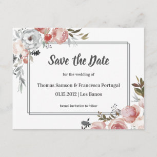 Roseund Distelwatercolor-Save the Date Karte