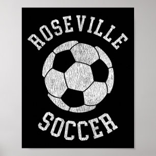 Roseville Fußball Retro abgenutzt 90er Jahre Vinta Poster