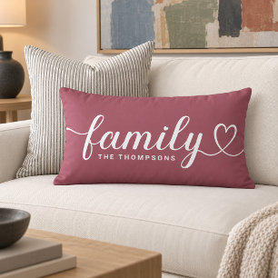 Roséwein-Familie-Heart-Script-Monogramm Lendenkissen