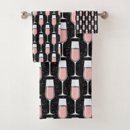Roséwein-Muster Badhandtuch Set