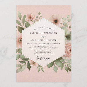 Rosewood-Blumen-Hochzeit Einladung
