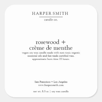 Rosewood & Crème de Menthe Matte Candle Étiquette