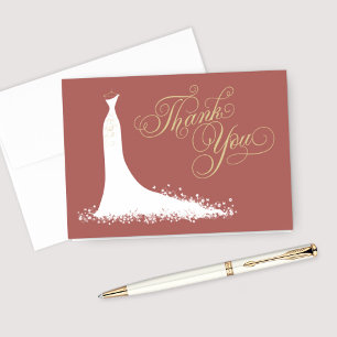 Rosewood Gold Wedding Gown Brautparty Dankeskarte