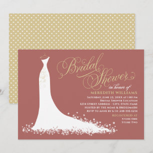 Rosewood Gold Wedding Gown Brautparty Einladung