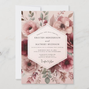 Rosewood-Malerei Flora Hochzeit Einladung