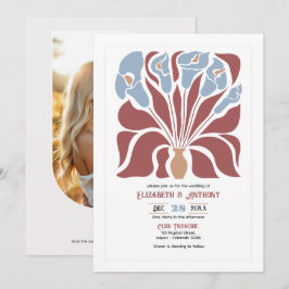 Rosewood & Mist Abstract Floral Boho Wedding Einladung