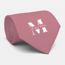 Rosewood Pink | Custom Monogram Wedding Groomsmen  Krawatte