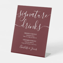 Rosewood Pink Elegant Wedding Signature Drinks Sockelschild