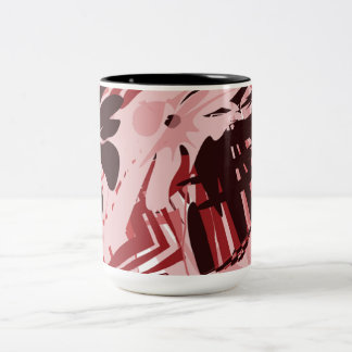 Rosewood Rhythm — Blush & Burgundy Abstract Mug Zweifarbige Tasse