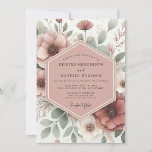 Rosewood-Salbei-Blütenhochzeit Einladung