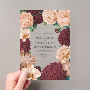 Rosewood, Terracotta-Blush & Apricot-Seide Hochzei Acryleinladungen