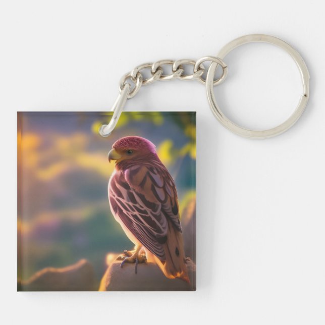 Rosey Pink Parakeet Schlüsselanhänger (Rückseite)