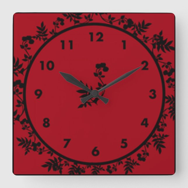 Rosey Wine Quadratische Wanduhr (Vorderseite)