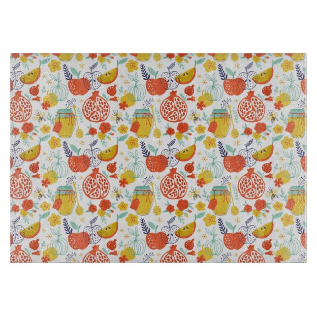 Rosh Hashana Glass Cutting Boards - Kochnische Schneidebrett (Vorderseite)