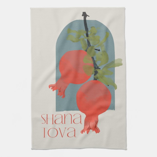 Rosh Hashana Shana Tova Pomegranates Geschirrtuch (Vertikal)