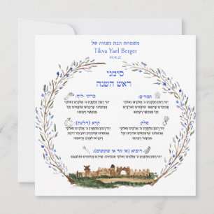 Rosh Hashana Simanim Jüdischer Segen Neues Jahr Karte