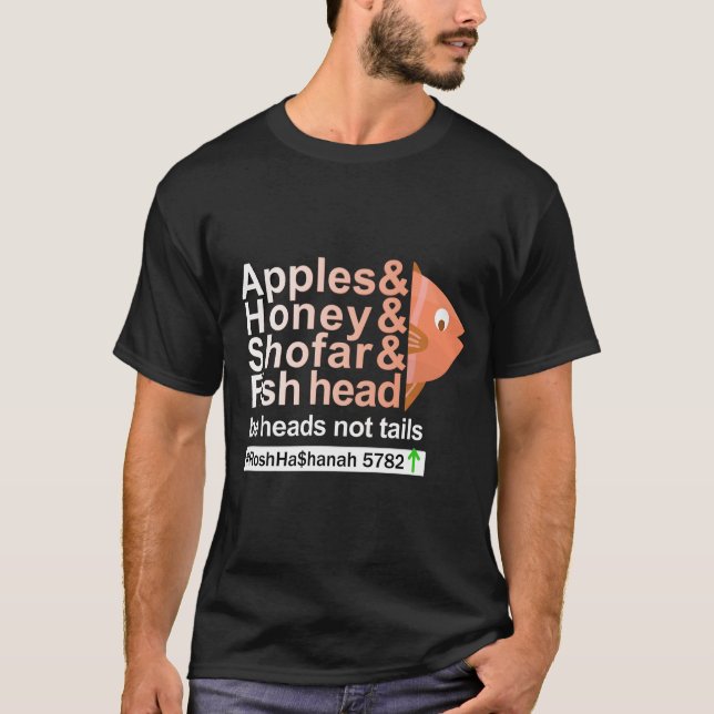 Rosh Hashanah - Äpfel, Honey, Shofar & Fish Head T-Shirt (Vorderseite)