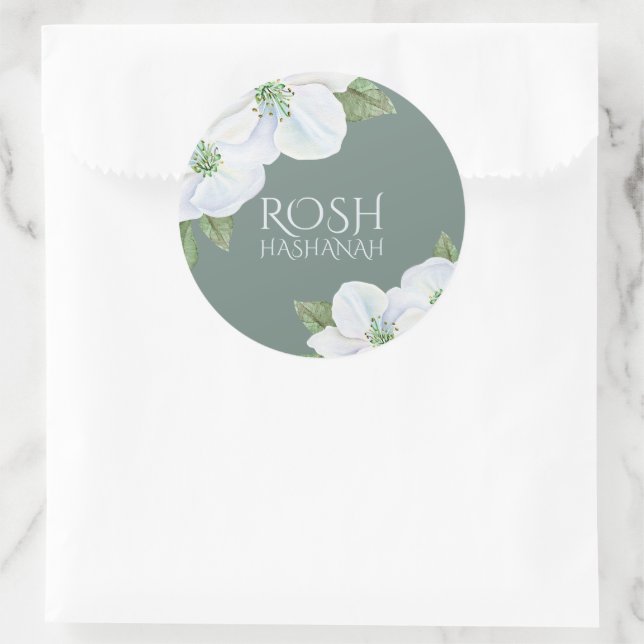 Rosh Hashanah Apple Blossom Neujahr Runder Aufkleber (Tasche)