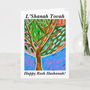 Rosh Hashanah - arbre de ciel bleu de carte de la