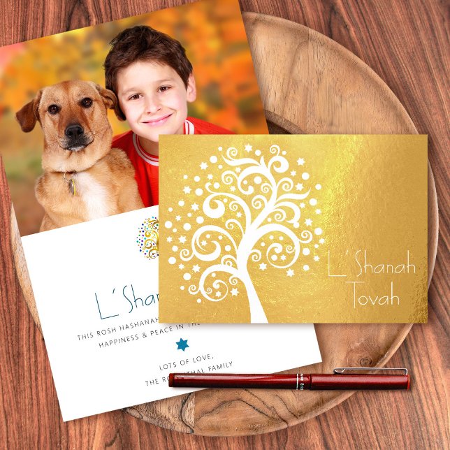 Rosh Hashanah Custom Foto Tree of Life Real Gold Folienkarte (Von Creator hochgeladen)