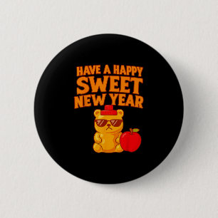 Rosh Hashanah Frohes Süßes Neues Jahr Honigbär Jüd Button